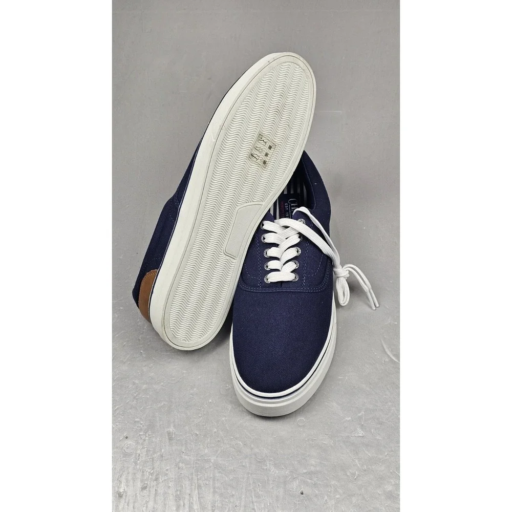 Chaps CHACE Sneakers Mens 10.5 Navy Blue Canvas Lace-Up Casual Preppy‎ Shoes